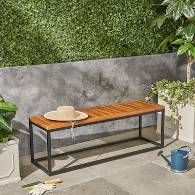 Jeco Outdoor Industrial Acacia Wood Bench by Christopher Knight Home