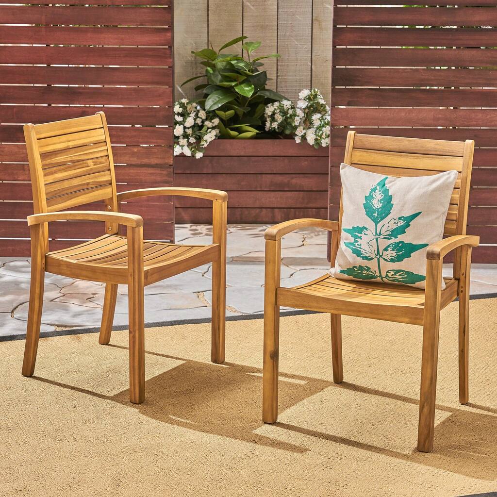 Miguel Outdoor Acacia Wood Dining Chair (Set of 2) by Christopher Knight Home