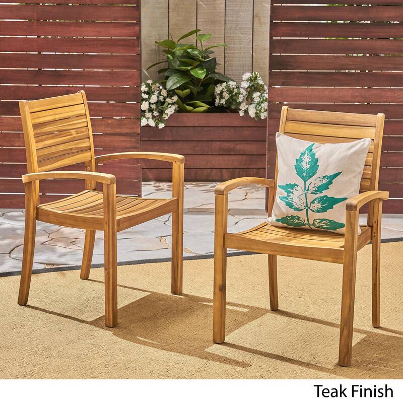 Miguel Outdoor Acacia Wood Dining Chair (Set of 2) by Christopher Knight Home