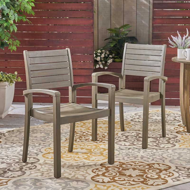 Miguel Outdoor Acacia Wood Dining Chair (Set of 2) by Christopher Knight Home