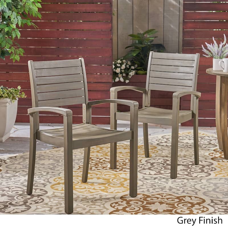 Miguel Outdoor Acacia Wood Dining Chair (Set of 2) by Christopher Knight Home