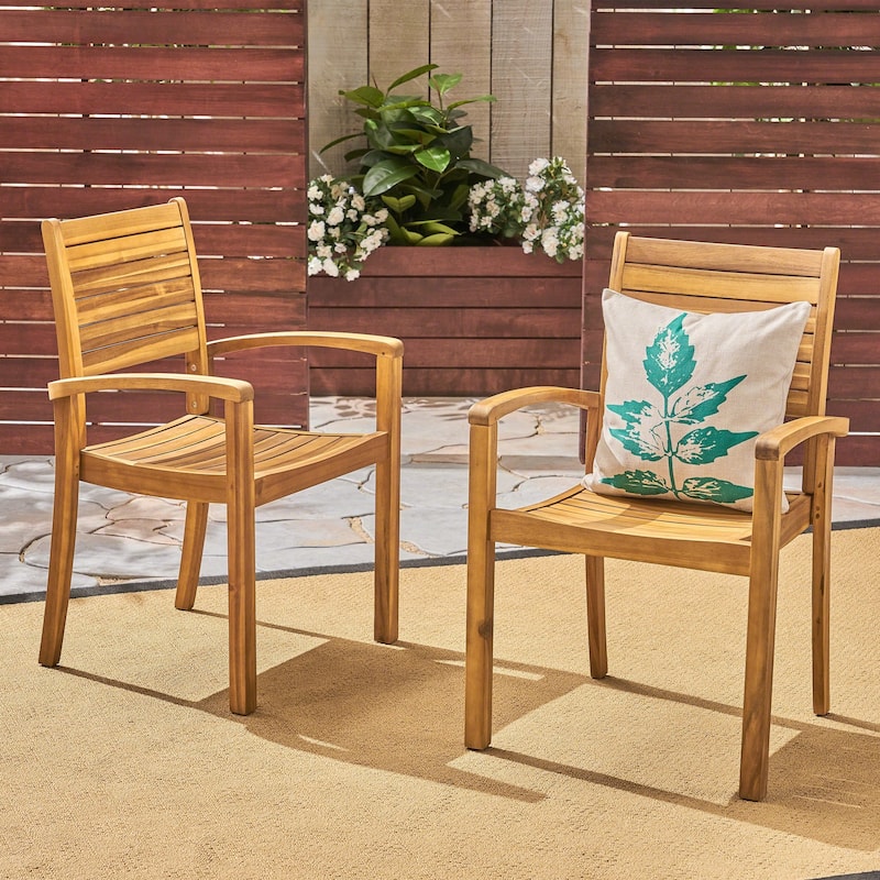 Miguel Outdoor Acacia Wood Dining Chair (Set of 2) by Christopher Knight Home