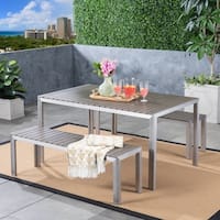 Cape Coral Outdoor Aluminum Picnic Set with Faux Wood Top by Christopher Knight Home