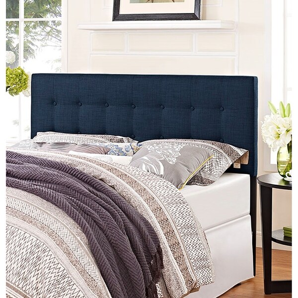 Shop Hixson Stylish Dark Blue Fabric Upholstered King Size Headboard