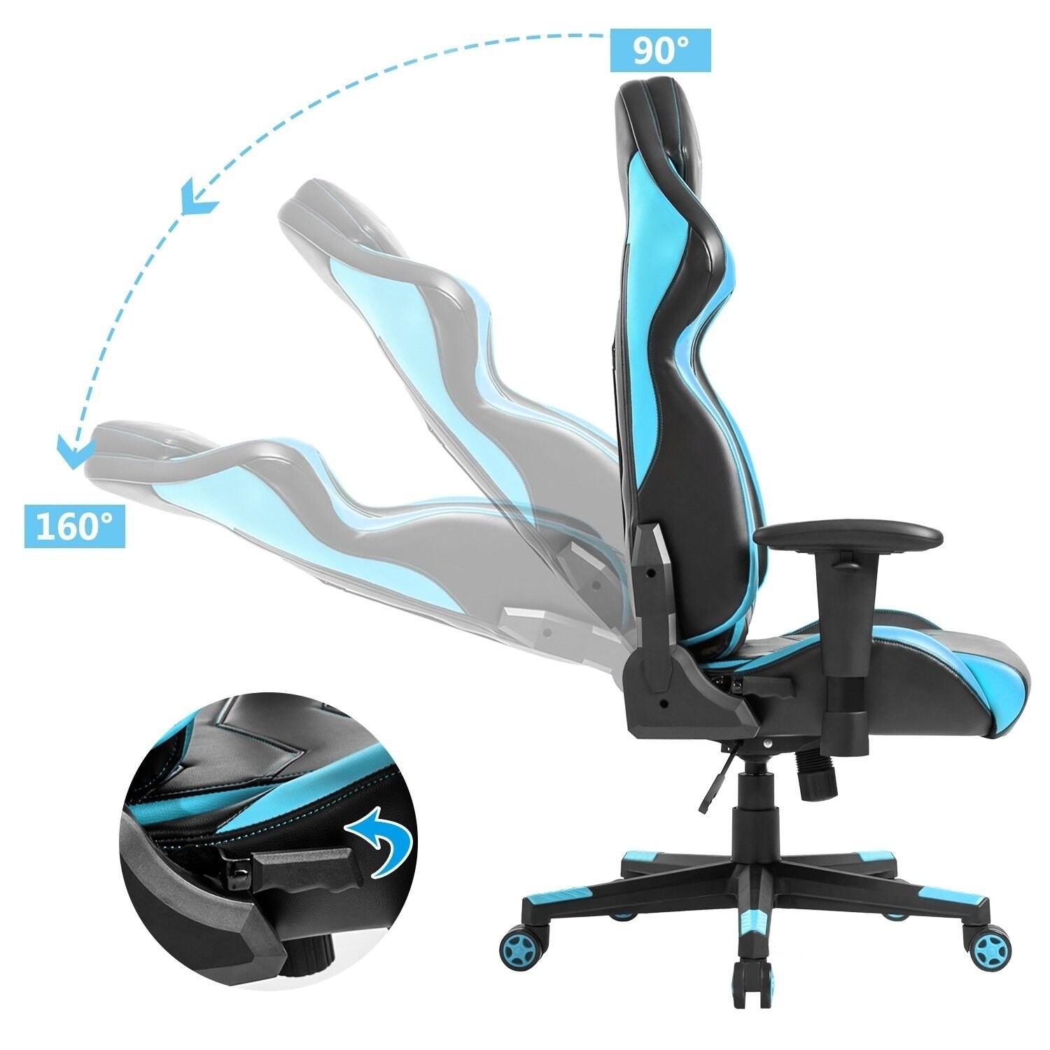 ModernLuxe Racing Gaming Chair Leather High Back with Lumbar Support