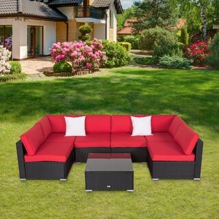 Kinbor Patio Sectional Sofa Outdoor Furniture Wicker