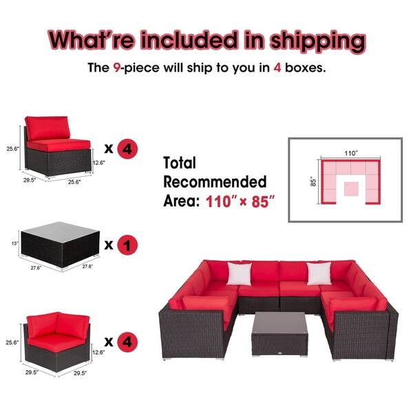 Shop Kinbor Patio Sectional Sofa Outdoor Furniture Wicker Sofa Set