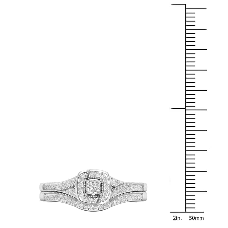 De Couer 10k Gold 1/3ct TDW Diamond Halo Bridal Set