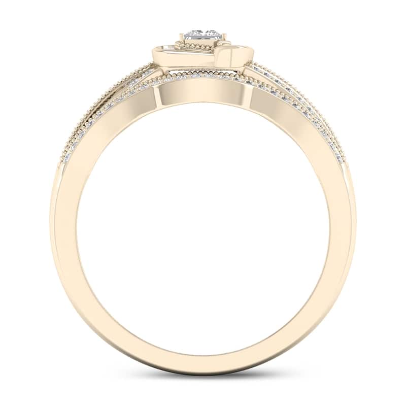 De Couer 10k Gold 1/3ct TDW Diamond Halo Bridal Set