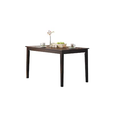 Wooden Dining Table With Tapered Legs, Espresso Brown