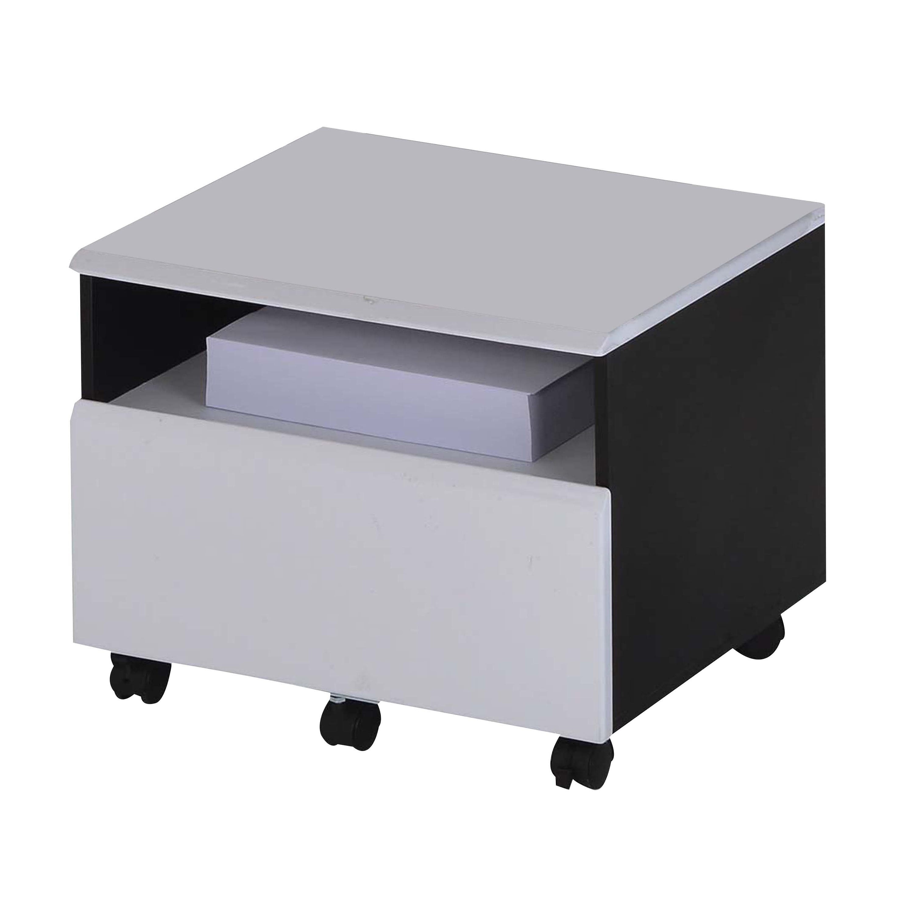 Wooden File Cabinet With Caster Wheels Black And White White