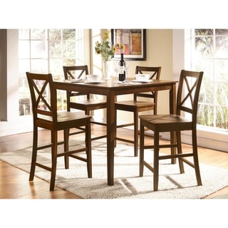 5 Piece Wooden Counter Height Dining Set, Light Brown - Bed Bath ...