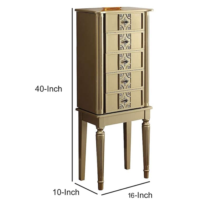 Wood Jewelry Armoire with 5 Drawers in Gold - Bed Bath & Beyond - 22882534