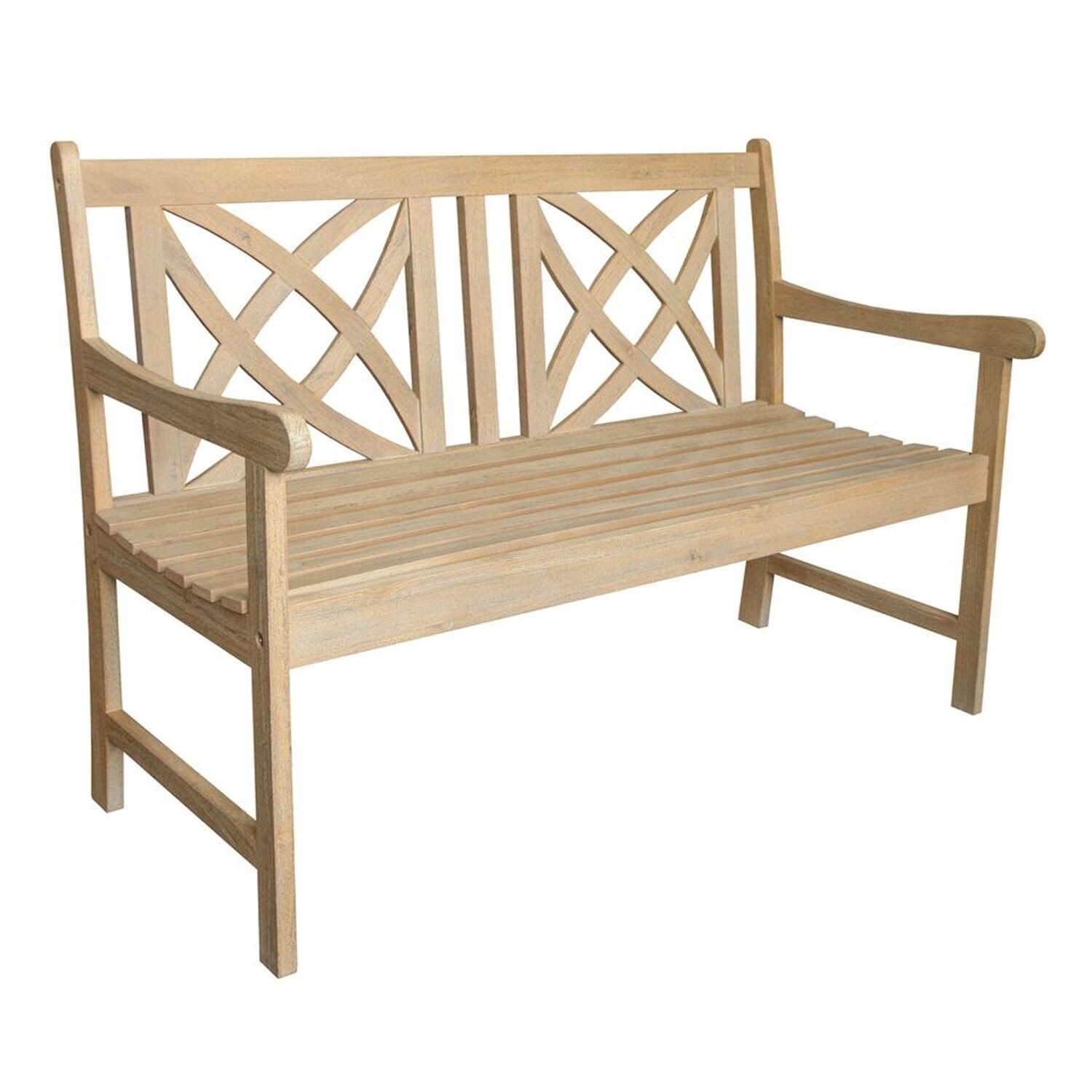 Shop Vifah Beverly 4 Foot Outdoor Patio Acacia Garden Bench In Sand Splashed Finish Overstock 22882688