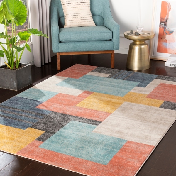 Steven Multicolor Contemporary Area Rug - 8'8" x 12'3". Opens flyout.
