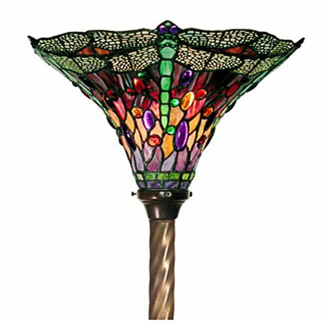 Tiffany-style Dragonfly Torchiere Lamp