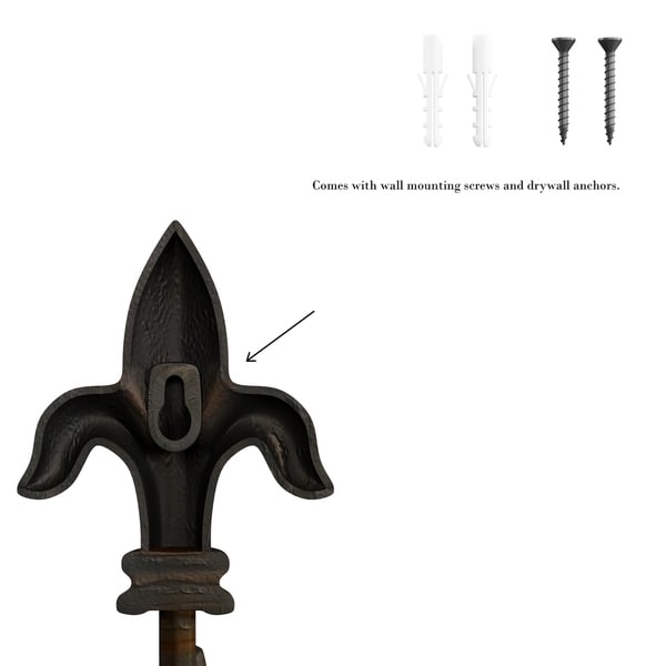 Set of 3 Hats and More Jewelry Lavish Home Decorative Hooks-3 Cast Iron Shabby Chic Rustic Fleur De Lis Wall Mount Hooks for Coats