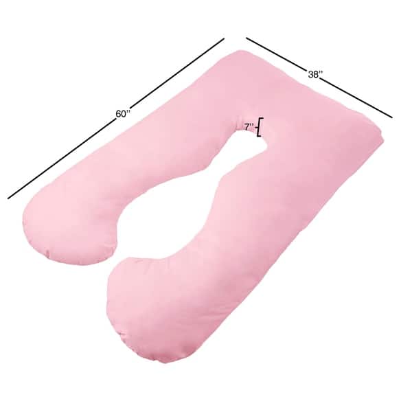 Pink Pregnancy Pillow Full Body Maternity Pillow with Removable Cover and Contoured U-Shape Design for Back//Body Support by Lavish Home Collection