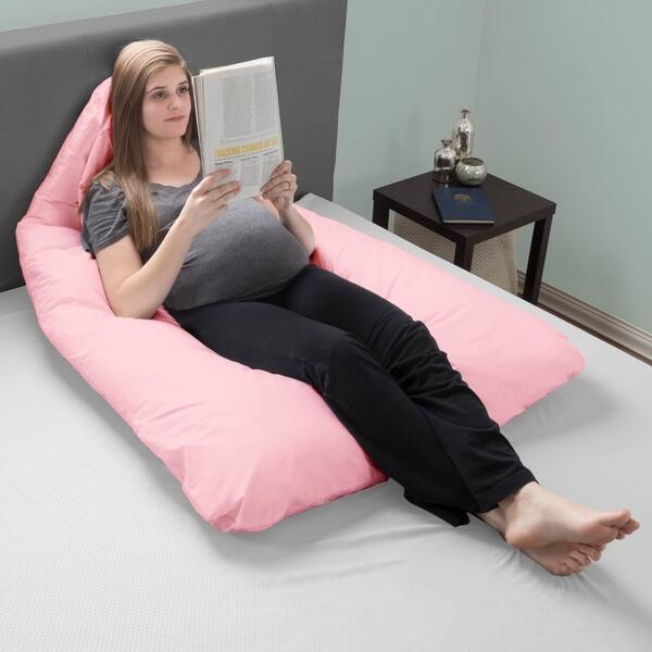 Pink Pregnancy Pillow Full Body Maternity Pillow with Removable Cover and Contoured U-Shape Design for Back//Body Support by Lavish Home Collection