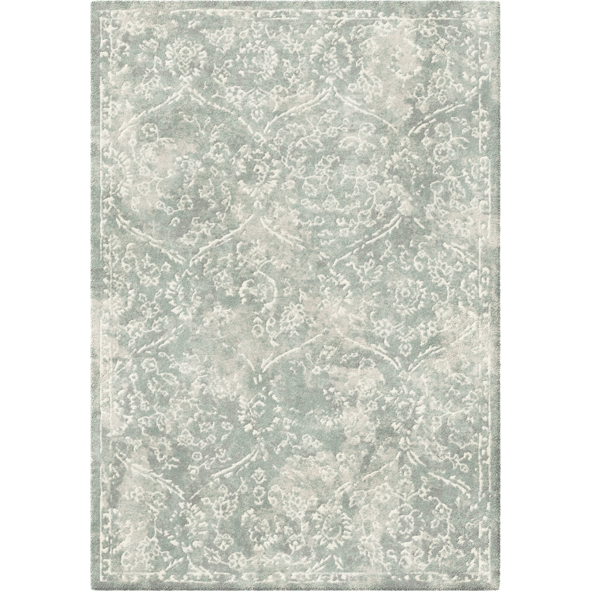 Graceful Floral Grey Area Rug - 5'3" x 7'6"