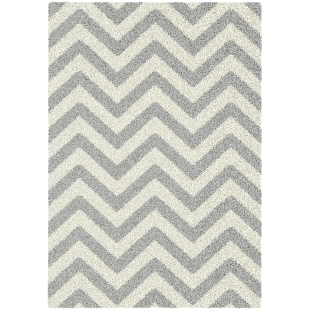 Striped Chevron Grey Area Rug - 5'3" x 7'6"