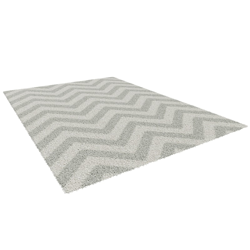 Striped Cheveron Grey 4x6 - 3'11 x 5'6