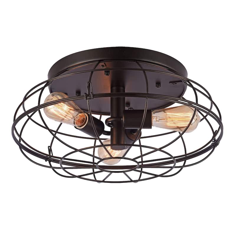 Valdemar Black 3-Light Flushmount with Black Shade