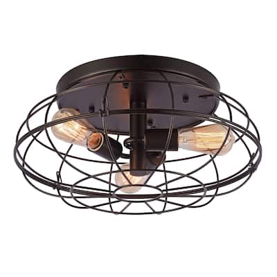 Valdemar Black 3-Light Flushmount with Black Shade