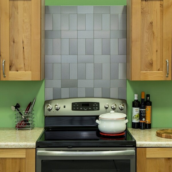 Shop Staggered Grain Peel n Stick Metal Backsplash 8 sq ft ...