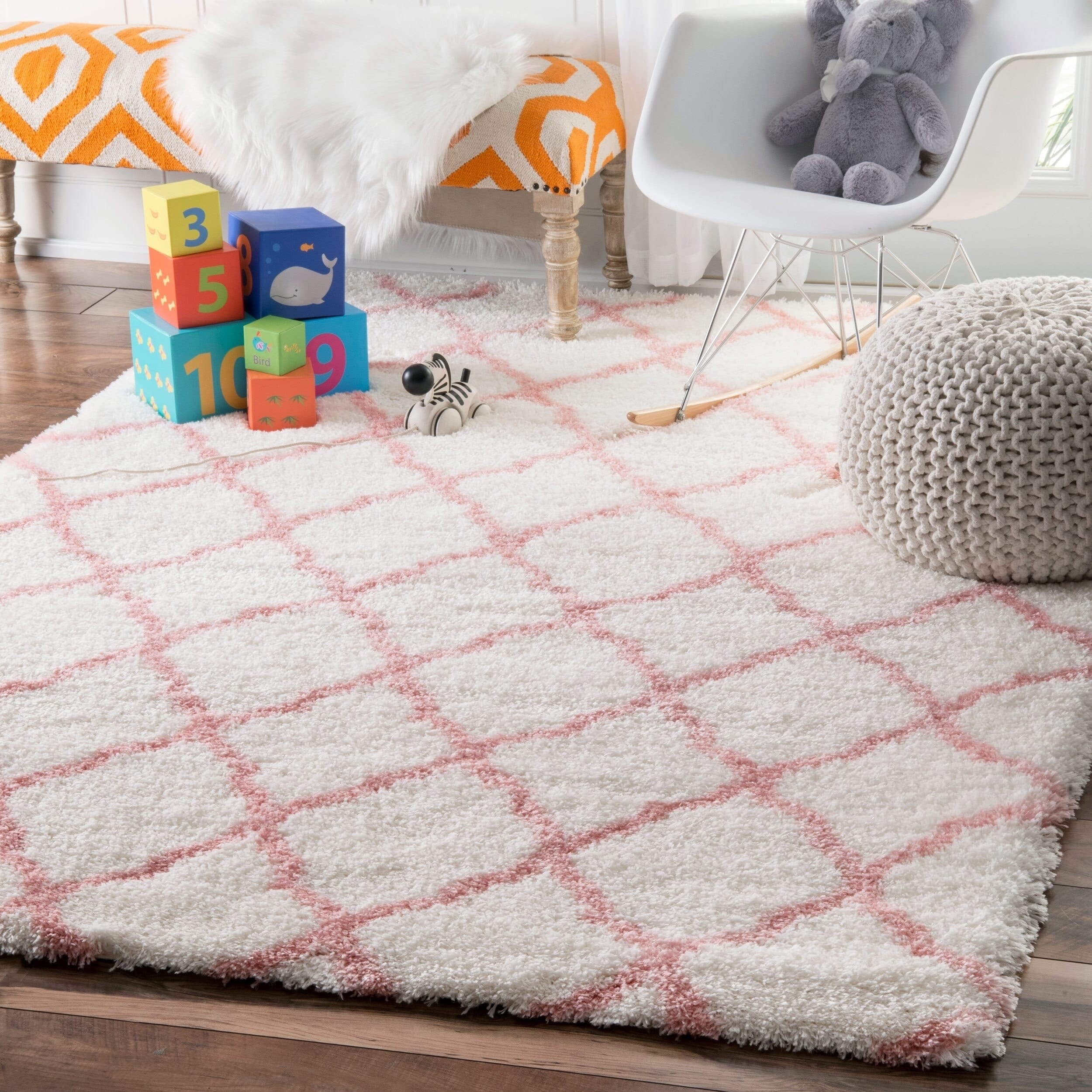Nuloom Baby Pink Soft And Plush Cloudy Trellis Kids Nursery Nuloom Baby Pink Soft And Plush Cloudy