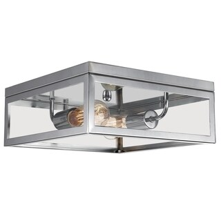 Memphis 2-Light Flush Mount Ceiling Light, 4 Clear Glass Panes - 13" L x 13" W x 5.12" H