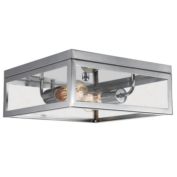 slide 2 of 11, Memphis 2-Light Flush Mount Ceiling Light, 4 Clear Glass Panes - 13" L x 13" W x 5.12" H