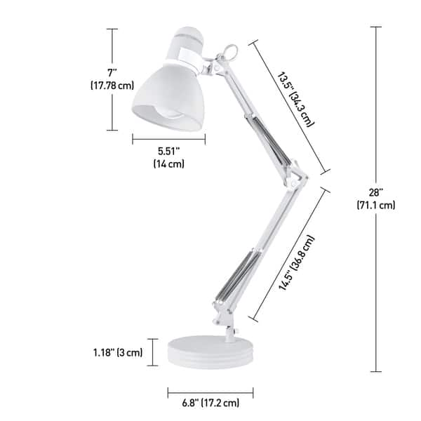 Porch & Den Arrington Matte White 28-inch Swing Arm Desk Lamp - Bed ...