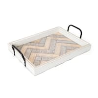 Elements 19-Inch White Wash Wavy Wood Tray