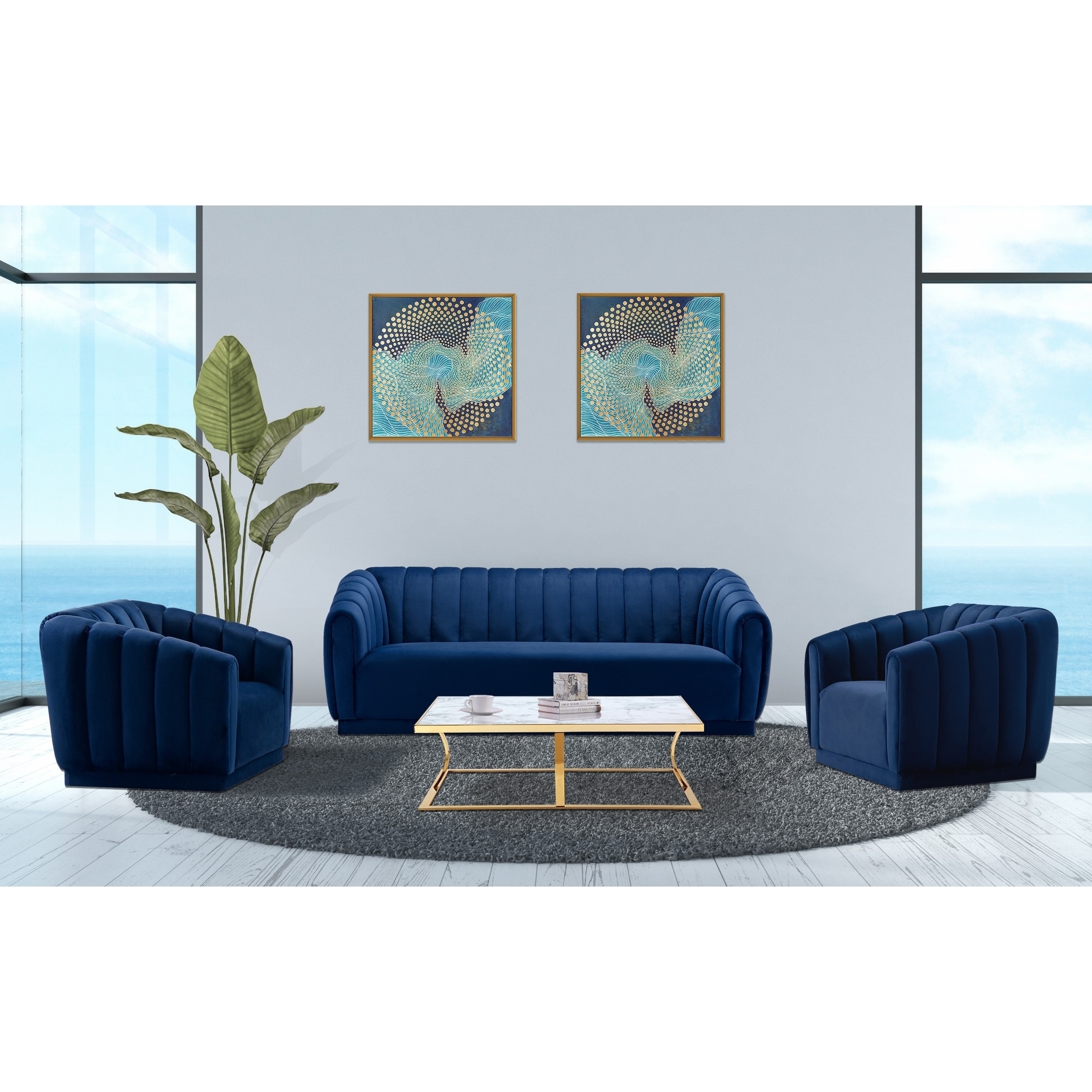 Gothic Inspired Royal Blue Velvet Single Sofa - Bed Bath & Beyond - 14426740