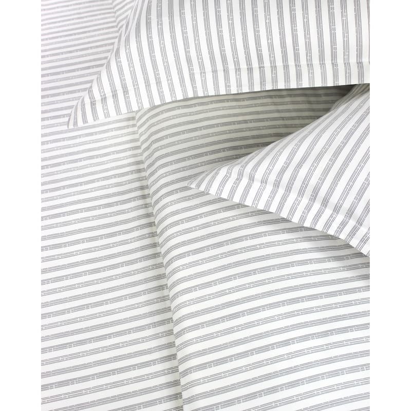 Printed Design Cotton Collection 400 Thread Count Grey Bamboo Strip Duvet Set