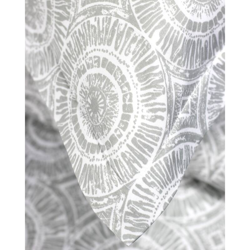 Printed Design Cotton Collection 400 Thread Count Light Grey Block Medalion Duvet Set