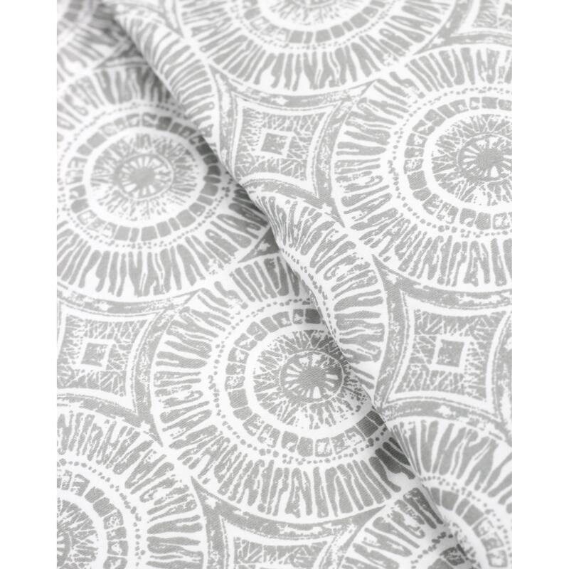 Printed Design Cotton Collection 400 Thread Count Light Grey Block Medalion Duvet Set