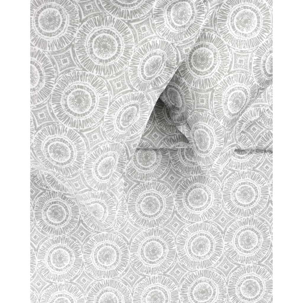 Printed Design Cotton Collection 400 Thread Count Light Grey Block Medalion Duvet Set