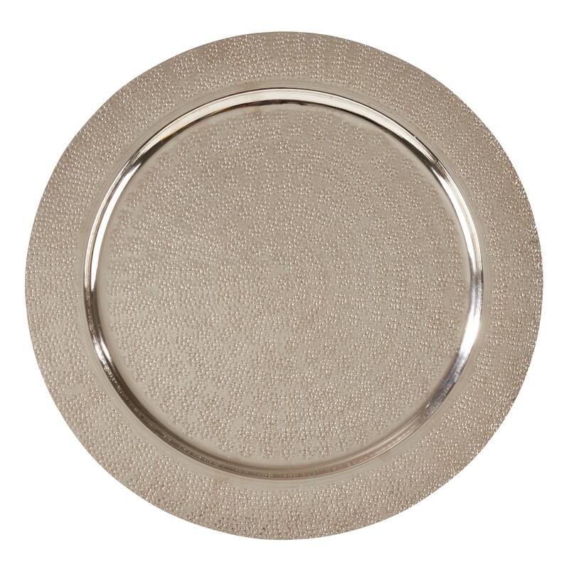 Aluminum Charger Plates With Hammered Design (Set of 4) - Silver - 4 Piece