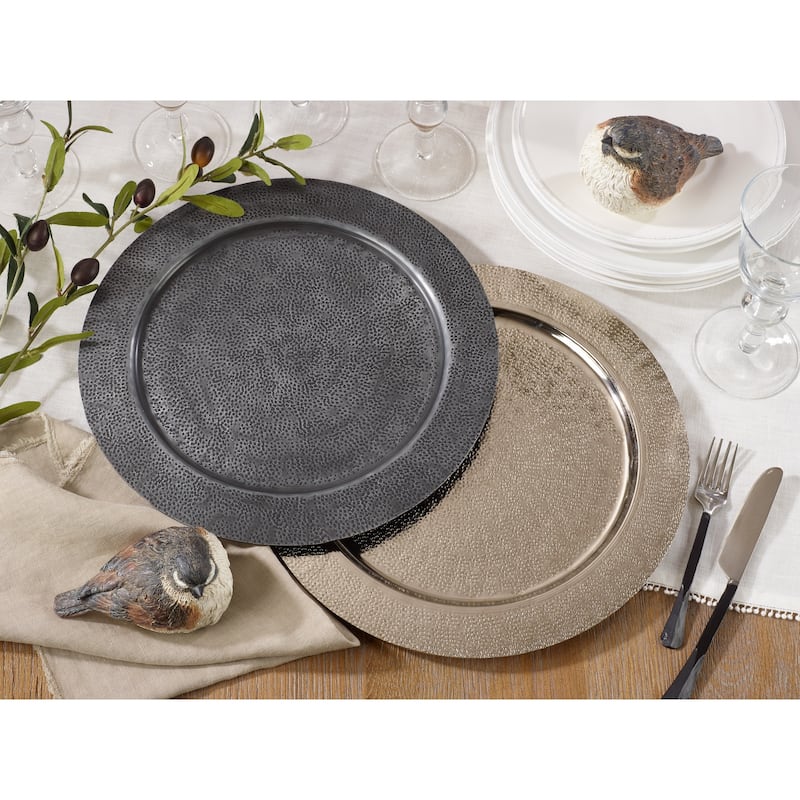 Aluminum Charger Plates With Hammered Design (Set of 4)