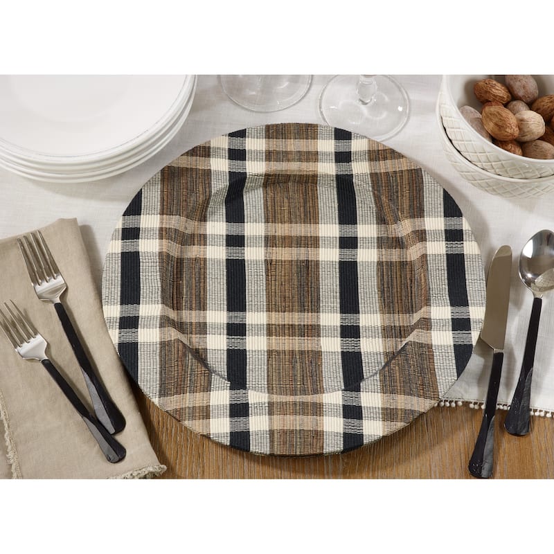Water Hyacinth Woven Plaid Chargers (Set of 4)