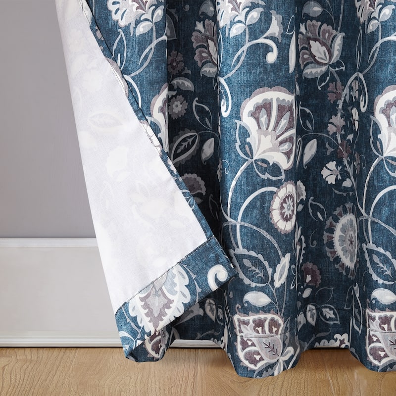 Sun Zero Jorah Botanical Print Thermal Insulated Grommet Curtain Panel, Single Panel