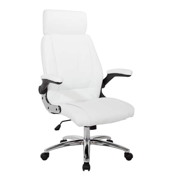 White Faux Leather With Chrome Base Executive Office Chair Overstock 22884989 Cream Pearl Jet Crystal