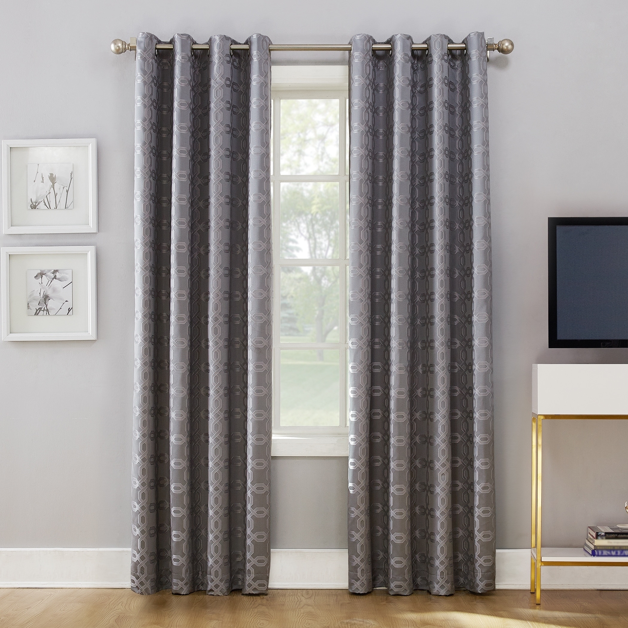 Shop Sun Zero Rowes Woven Trellis Blackout Lined Grommet Curtain