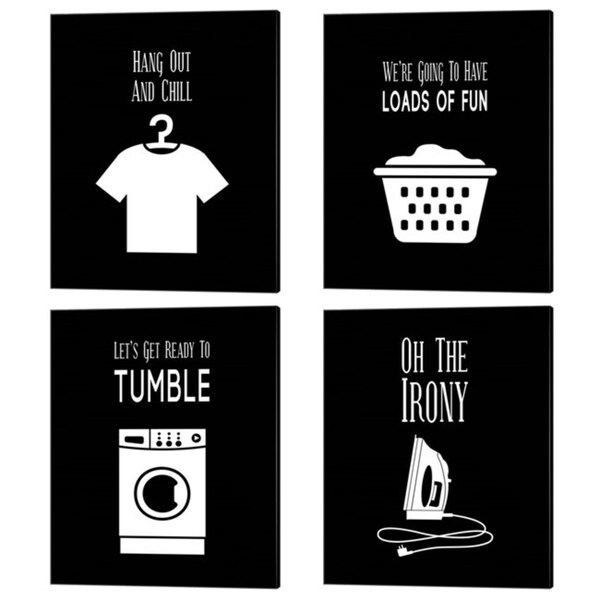 Color Me Happy 'Laundry Puns' Canvas Art (Set of 4) 12 x 15