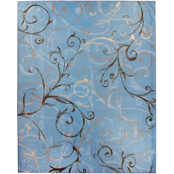 Ruggable Washable Stain Resistant Pet Area Rug Ironwork Swirls Slate 