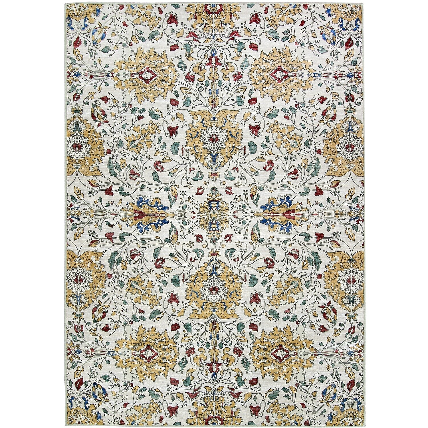 washable ruggable area rug floral cream 5x7 pet traditional resistant stain ruggables joann