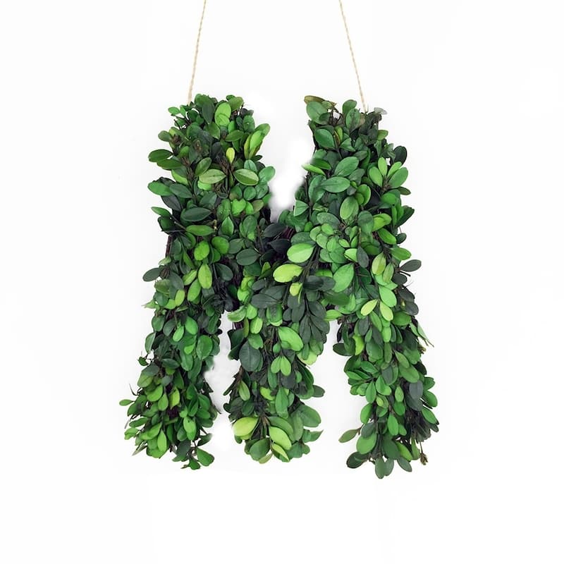 Modern Home 12-in. Boxwood Monogram Wreath Letters