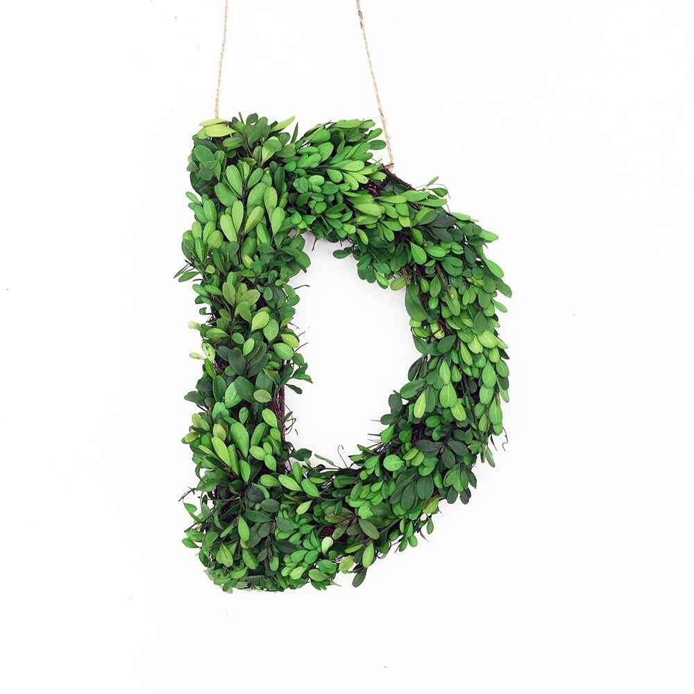 Shop Modern Home 12 Real Preserved Boxwood Monogram Wreath Letters On Sale Overstock 22885453